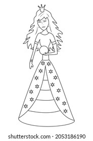 princess and ball, coloring book, vector illustration	