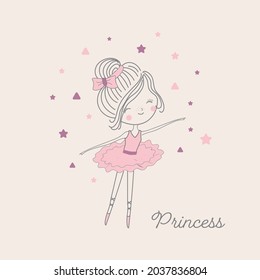 Princess ballerina, cute ballet girl 