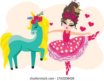 Prinzessin Ballerina tanzt mit Pony