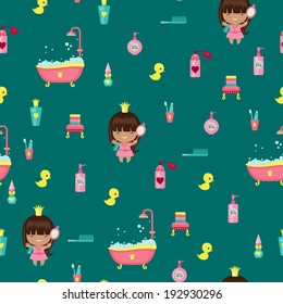 Princess bathroom seamless wallpaper