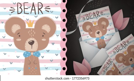 Princess bear idea for greeting card.