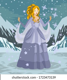 princess beautiful lady in snow scene