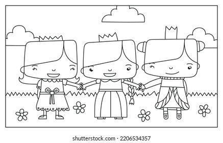 Princess best friends vector illustration