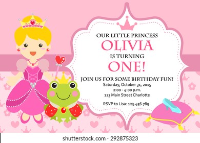 Princess Birthday Party Invitation Vector