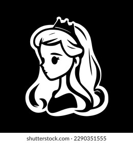 Princess - Black and White Isolated Icon - Vector illustration