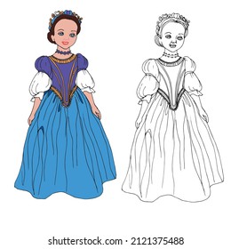 Princess in a blue dress and tiara