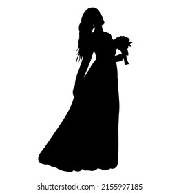 princess, bride silhouette, on white background, isolated