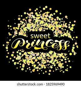 Princess brush lettering. Vector stock illustration for poster