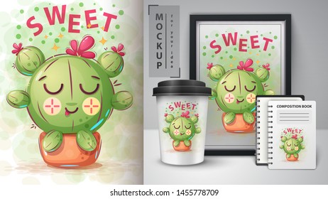 Princess Cactus - Mockup For Your Idea. Vector Eps 10