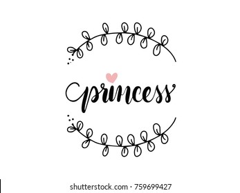 Princess Calligraphy Hand Lettering Vector 