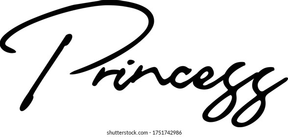 Princesa caligrafía tipografía manuscrita Color negro texto sobre 
Fondo blanco