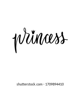 Princess Calligraphy Lettering Isolated On White Stock Vector (Royalty ...