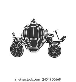 Princess Carriage Icon Silhouette Illustration. Fairytale Vector Graphic Pictogram Symbol Clip Art. Doodle Sketch Black Sign.