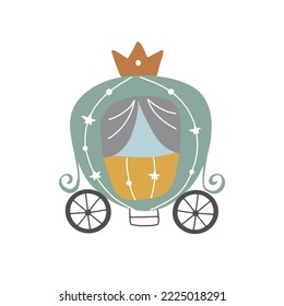 Princess carriage vector hand drawn illustration isolated on white background for your design