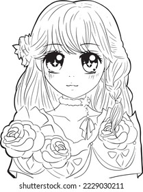 princess cartoon doodle kawaii anime coloring page cute illustration drawing clipart character chibi manga comics