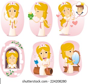 Princess cartoon illustration set