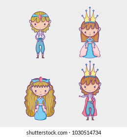 Princess and princess cartoon man with sunglasses and dollar symbol inside chat bubble