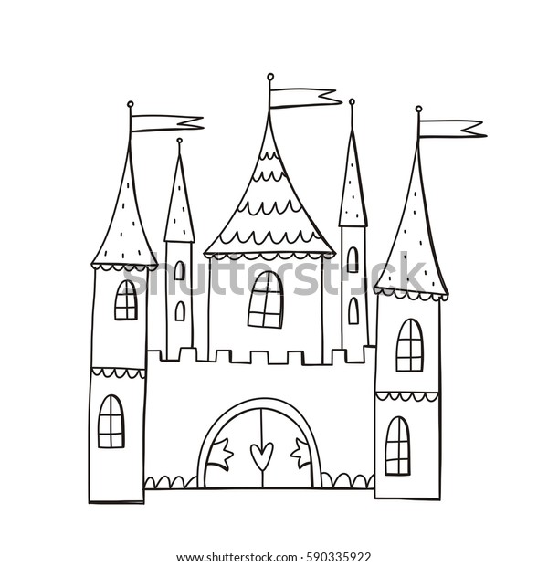 Princess Castle Cute Illustration Coloring Page Stock Vector Royalty Free 590335922