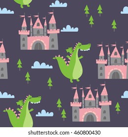 Princess castle and dragon print