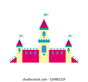 Princess castle. Flat vector illustration.