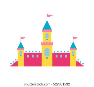 Princess castle. Flat vector illustration.