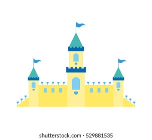 Princess castle. Flat vector illustration.