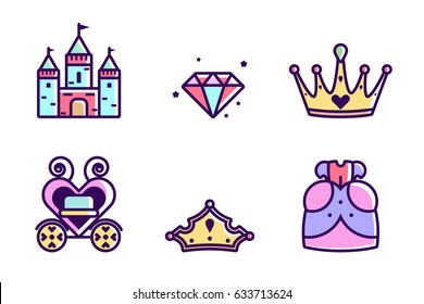 Princess Castle Icons Graphic