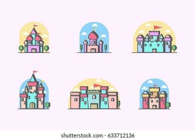 Princess Castle Icons Vector Graphic