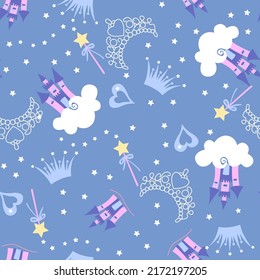 Princess castle repeat seamless pattern