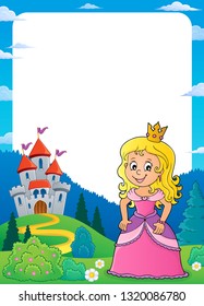 Princess and castle theme frame 1 - eps10 vector illustration.