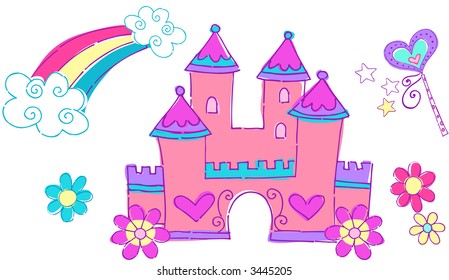 Princess Castle Vector Illustration