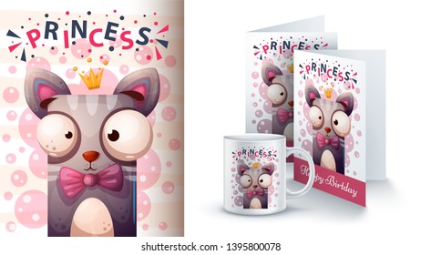 Princess cat - mockup for your idea. Vector eps 10