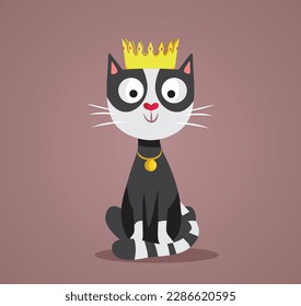 
Gato de la Princesa con un diseño de mascota vectorial de la Corona. Adorable rey autócrata de belleza reina de gatito
