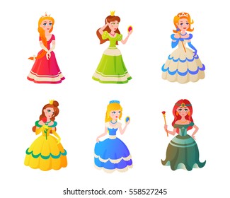 Princess Character Cute Adorble Girls Different Stock Vector (Royalty ...