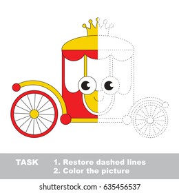 Princess Chariot. Dot to dot educational game for kids. Half tracing page.