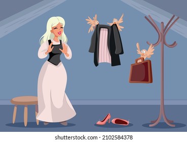
Princess Choosing Business Career Vector Cartoon Illustration. Princess re-writing her faith and destiny becoming self-sufficient and independent
