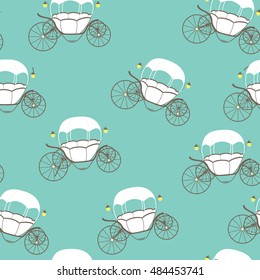 Princess Cinderella Fairytale Carriage. Seamless Pattern. Vector Illustration. EPS10