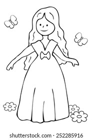 princess, coloring book, vector illustration