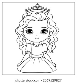 Princess coloring page. Drawing for children.