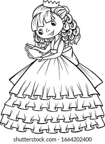 Princess Coloring Pages Beads Queen Outline Stock Vector (Royalty Free ...