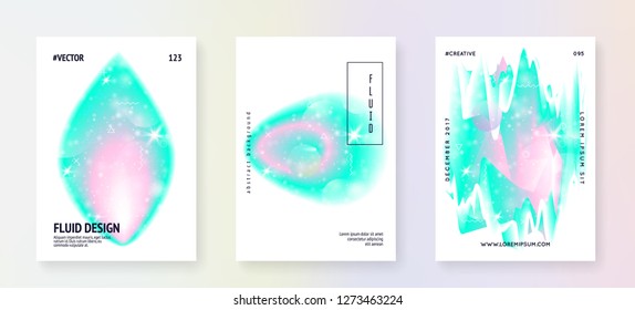 Princess cover. Kawaii rainbow hologram. Holographic unicorn gradient. Fantasy set. Minimal universe banner. Princess cover with magic sparkles, stars and blurs for girl party invitation.