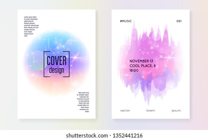 Princess cover. Kawaii rainbow hologram. Holographic unicorn gradient. Fantasy set. Vibrant universe banner. Princess cover with magic sparkles, stars and blurs for girl party invitation.