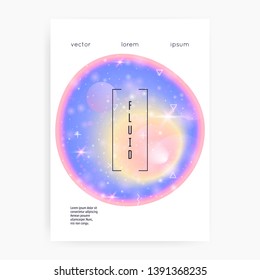 Princess cover. Kawaii rainbow hologram. Holographic unicorn gradient. Fantasy cover. Girlie universe banner. Princess cover with magic sparkles, stars and blurs for girl party invitation.