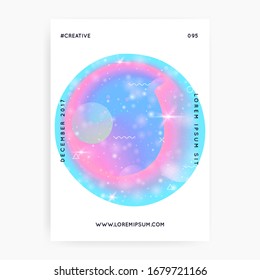 Princess cover. Kawaii rainbow hologram. Holographic unicorn gradient. Fantasy cover. Pearlescent universe banner. Princess cover with magic sparkles, stars and blurs for girl party invitation.