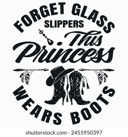 Princess Cowboy Boots Western Cowgirl Girls T Shirt Gift 