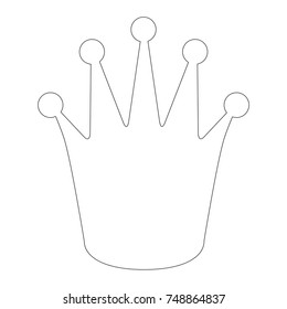 Princess Crown cartoon. Outlined illustration with thin line black stroke