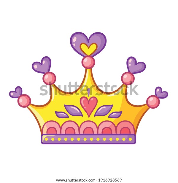 Princess crown in cartoon style. Vector\
illustration with royal\
accessory.\
