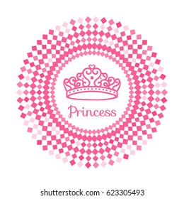 Princess Crown. Frame from mosaic. Illustration princess tiara symbol. Vector isolated on white background.