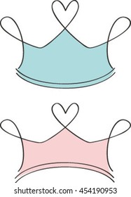princess crown, hands outline, vector illustration