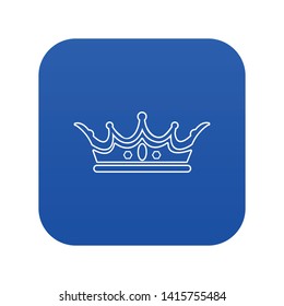 Princess crown icon blue vector isolated on white background